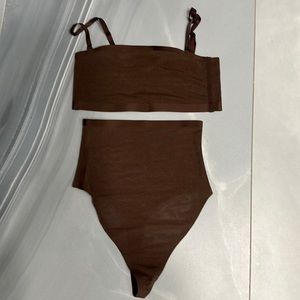 NWOT SKIMS sheer bandeau bralette and high waisted thong